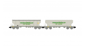 ARNOLD 6732  SNCF, 2-unit pack cereal hopper wagons   Transcéréales  CAF Grains  , flat + rounded w., ep. IV-V 