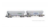 ARNOLD 6736  FS, 2-units pack 4-axle flat sided hopper wagon   Sosimage  , grey livery, ep. IV 