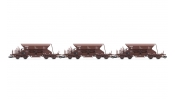 ARNOLD 9706 Set x 3 self discharging ballast wagons with high top box, Fac, brown livery, period 4 ARNOLD 9706 Set x 3 self discharging ballast wagons with high top box, Fac, brown livery, period 4