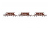 ARNOLD 9746 DR, 3-unit pack self discharging wagons Fac with low top box, 2nd series, brown livery, ep. IV