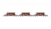ARNOLD 9747 DR, 3-unit pack self discharging wagons Fac with high top box, brown livery, ep. IV