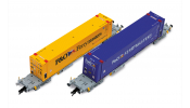 ARNOLD 9760 2-unit pack 4-axle container wagons, 2x 45 container P & O Ferrymasters (blue + yellow), VI ARNOLD 9760 2-unit pack 4-axle container wagons, 2x 45 container P & O Ferrymasters (blue + yellow), VI
