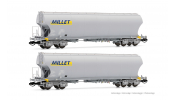 ARNOLD 9763  F-MSA, 2-unit pack 4-axle round-sided silo wagons,   MILLET  , grey, ep. VI 