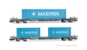 ARNOLD 9765  2-unit pack, 4-axle container wagons, grey livery loaded with 2 x 20  + 1 x 40  container   MAERSK  , ep. VI 