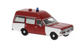BREKINA 20675 Brekina, Opel Rekord C KTW, rot/weiss, 1968, Feuerwehr, 1:87