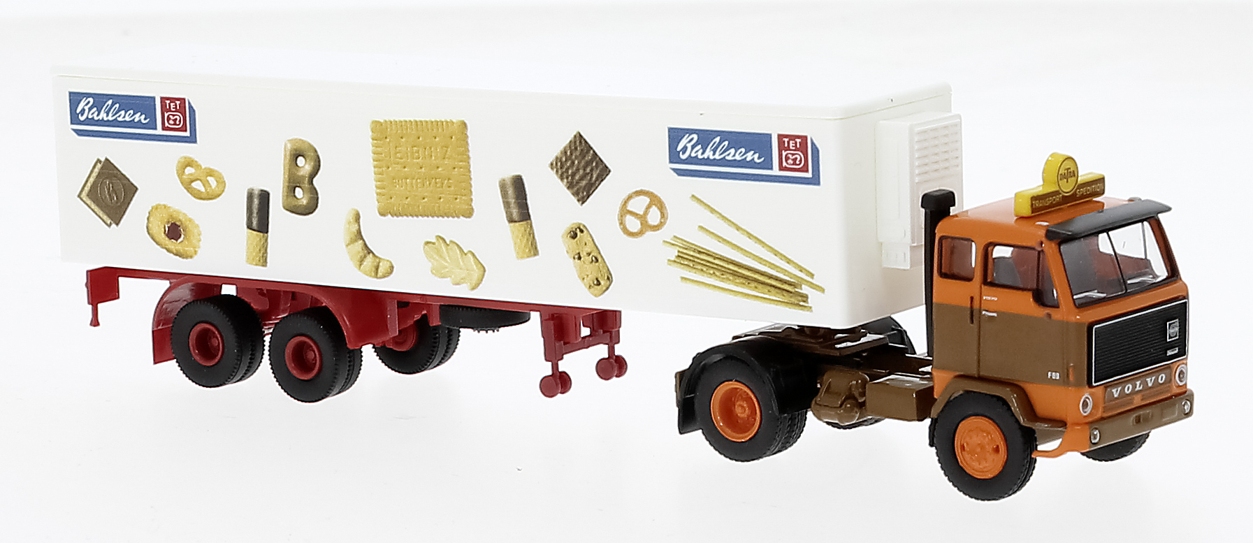 Miniature 1/87 BREKINA PLAST Volvo F89 Koffer-Sz 1972 - Langtransport Hallvard