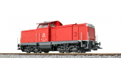 ESU 31575 Dízelmozdony, V100.20, 212 100 DB, verkehrsrot, Ep V, Vorbildzustand um 2000, LokSound, Rauch, Kupplung DC/AC