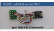 ESU 54683 LokPilot micro V4.0, multiprotokoll dekóder, MM/DCC/SX, 8-tűs, NEM 652, kábeles