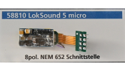 ESU 58810 LokSound 5 micro hangdekóder (üres), DCC/MM/SX/M4, 8-tűs NEM652, 11×15mm-es hangszóróval