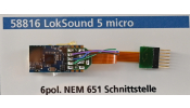 ESU 58816 LokSound 5 micro hangdekóder (üres), DCC/MM/SX/M4, 6-tűs NEM651 (11×15 mm hangszóróval)