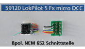 ESU 59120 LokPilot 5 Fx micro funkciódekóder, DCC, 8-tűs, NEM652 (TT, N)