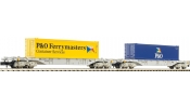 FLEISCHMANN 825503 Konténerszállító négytengelyes teherkocsi készlet (2 db), NS, P&O FLEISCHMANN 825503 Konténerszállító négytengelyes teherkocsi készlet (2 db), NS, P&O