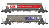 HOBBYTRAIN 23479 2er Set Silowagen Taggnpps SBB Cargo, Ep.VI, gealtert