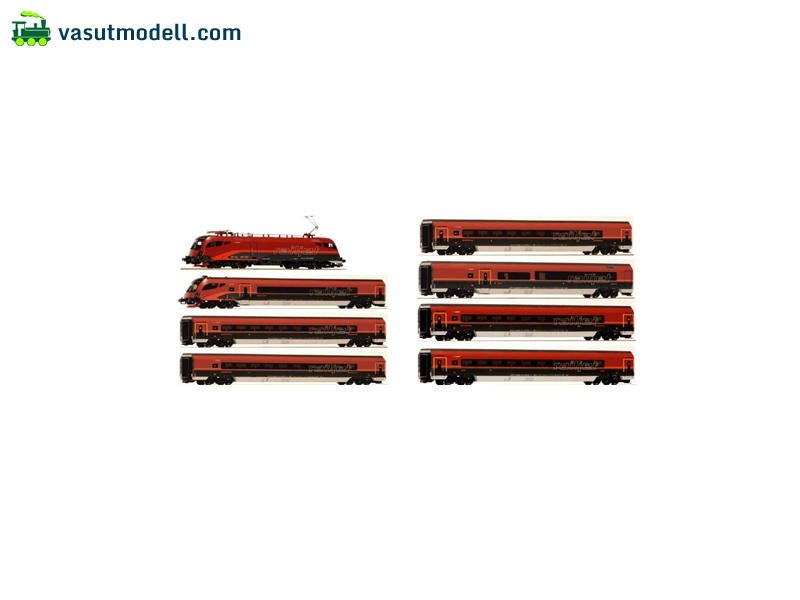 JÄGERNDORFER 70800 RAILJET szerelvény-készlet, 1 mozdony + 7 kocsi (komplett szerelvény), High-End (21100+70305+70209+70210) JÄGERNDORFER 70800 RAILJET szerelvény-készlet, 1 mozdony + 7 kocsi (komplett szerelvény), High-End (21100+70305+70209+70210)
