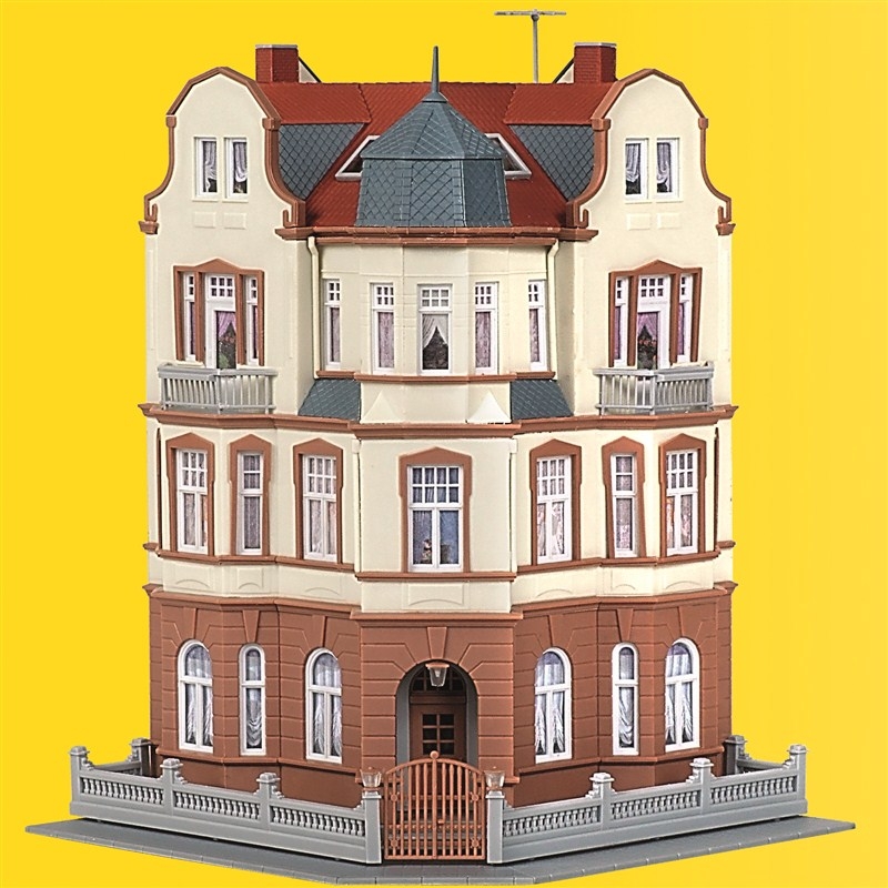 Kibri 39100 Maison D'angle H0 – Villa Diplomate à Bonn, Kit Avancé 13,5x13,5x18,5 Cm