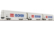 LILIPUT 230159  3-unit set, large goods wagon, Hbbks, DB,   G+H ISOVER  , Ep.V (lang) 