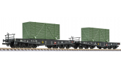 LILIPUT 230170 2-unit set flat wagons, Ep.II, load camouflaged cases