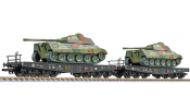 LILIPUT 230173 2-unit Set flat wagons with tanks, era II