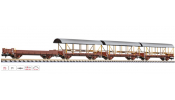 LILIPUT 260126 4-unit set, car transporter BLS, 1 without and 3 with roof, brown