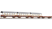LILIPUT 260127 4-unit set, car transporter BLS, 1 without and 3 with roof, brown