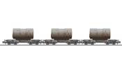 LILIPUT 260175 3-Unit Set Heavy Load Flat Car Rlmmp 650 DB Ep.IV 1974 Boiler Load