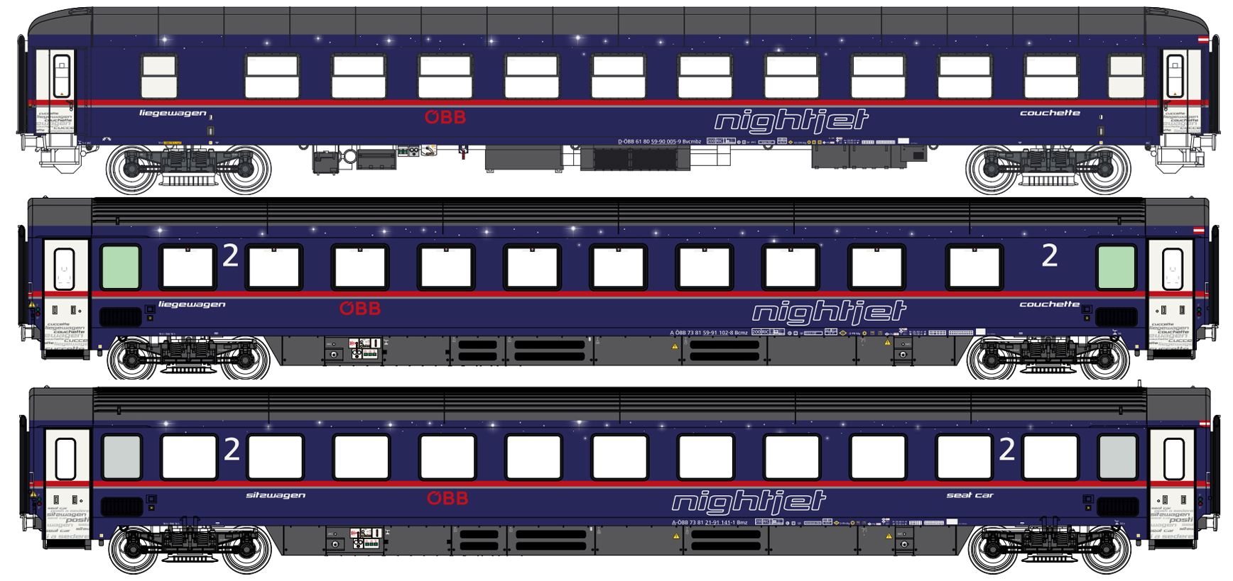 LS Models 97025 3tlg. Set NIGHTJET EN421 Düsseldorf-Innsbruck/Wien ÖBB Ep.VI  - vasutmodell.com