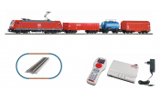 PIKO 59015 Digitális kezdőkészlet: DB AG Güterzug BR 185 mit 3 wg. VI (SmartControl WLAN vezérlővel, ágyazatos sínnel)