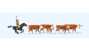 PREISER 10159 Langhornrinder, Cowby zu Pfer