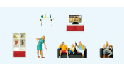 PREISER 10649 Familie beim Fernsehen. Wohnz