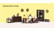 PREISER 10657 Beim Mittagessen. Speisezimme