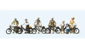 PREISER 12129 Kerékpárosok az 1900-as évekből, álló figurák