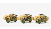 PREISER 16563 Zündapp KS 750 katonai oldalkocsis motorkerékpárok, Wehrmacht (festetlen)