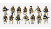 PREISER 16564 Amerikai ülő és sofőr katonák, modern US Army (festetlen)