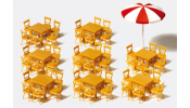 PREISER 17201 8 asztal, 48 szék, 1 napernyő, natúrfa színben