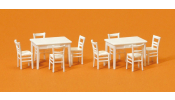 PREISER 17217 2 asztal, 8 szék, fehér színben