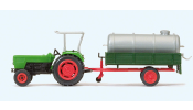 PREISER 17937 Deutz D6206 traktor, tartályszállító utánfutóval