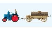 PREISER 17939 Lanz D 2416 traktor, szekér vontatmánnyal