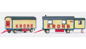 PREISER 21051 Lakókocsi, és pótkocsi (2 db), Zirkus Krone