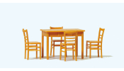 PREISER 65809 Tisch, 4 Stühle. Materialfarb