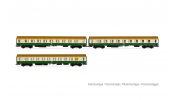 Rivarossi 4344 DR, 3- unit pack coaches type OSShD, (A, AB, Bc), green/beige livery, period IV