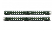 Rivarossi 4392 DR, 4-unit double decker coach with control cab, green/grey roof, ep. III