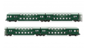 Rivarossi 4393 DR, 4-unit double decker coach without control cab, green/grey roof, ep. IV