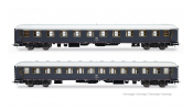 Rivarossi 4429  FS, 2-unit pack   Rapido 904-905  , UIC-X  68 1st + 2nd cl., MD50 bogies, grey w. red stripe, IV 