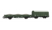 Rivarossi 6277 Set of 2 maintenance wagons, one flat wagn loaded with ballast and one closed wagon, DR, IV Rivarossi 6277 Set of 2 maintenance wagons, one flat wagn loaded with ballast and one closed wagon, DR, IV