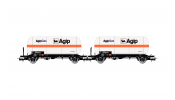 Rivarossi 6620 FS, 2-unit pack 2-axle gas tank wagons with sun roof, Agipgas, ep. IV