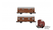 Rivarossi 6645 FS, 2-unit pack Gs wagons (walls made from wooden planks), one with red rear lights, ep. IV