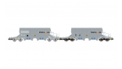 Rivarossi 6688  D-WASCO, 2-unit pack 4-axle silo wagon Taoos   WASCOSA  , grey livery , VI 