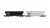 Rivarossi 6689 D-VTG, 2-unit pack 4-axle cereal hopper wagons, black and grey, VI