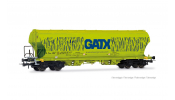 Rivarossi 6690 D-GATX, 4-axle round sided hopper wagon, neongreen cereals livery, big GATX logo, ep.VI