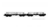 Rivarossi 6701 DB, 2-unit pack 4-axle flat wagons Rmms, black livery, loaded with aluminum blocks, IV